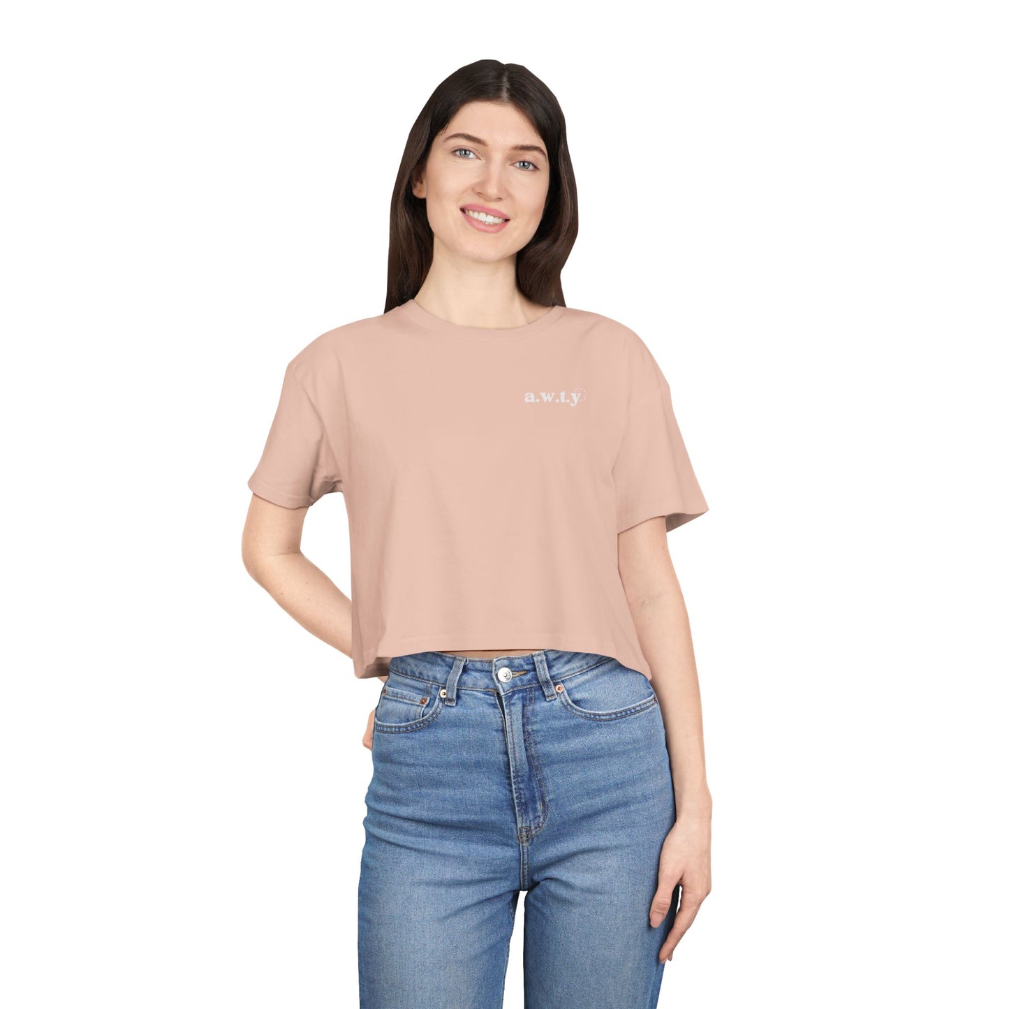 Stylish Women's Crop Tee with AWTYA Design - Pink & Black